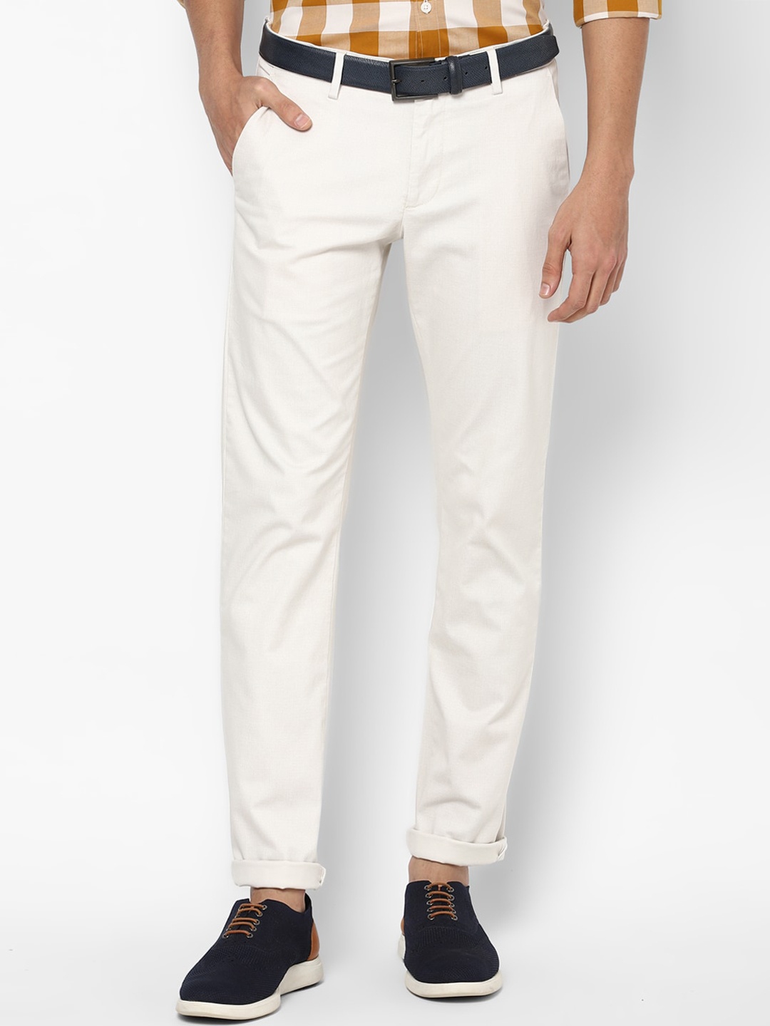 

Allen Solly Men Cream-Coloured Slim Fit Trousers