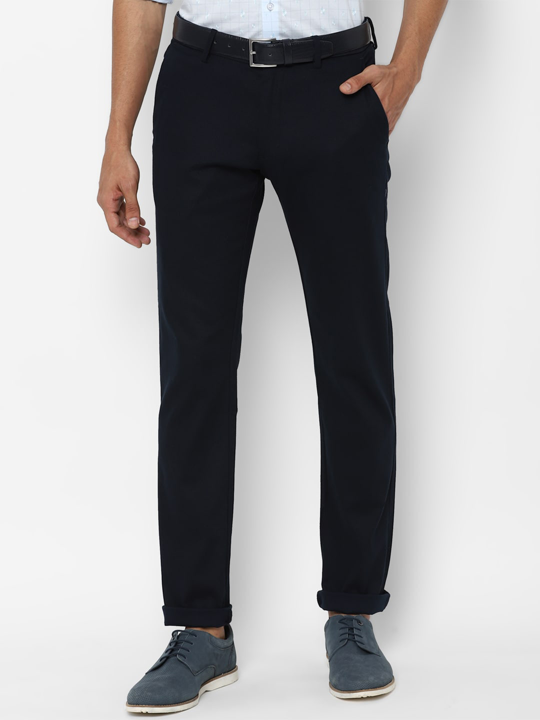 

Allen Solly Men Navy Blue Slim Fit Trousers