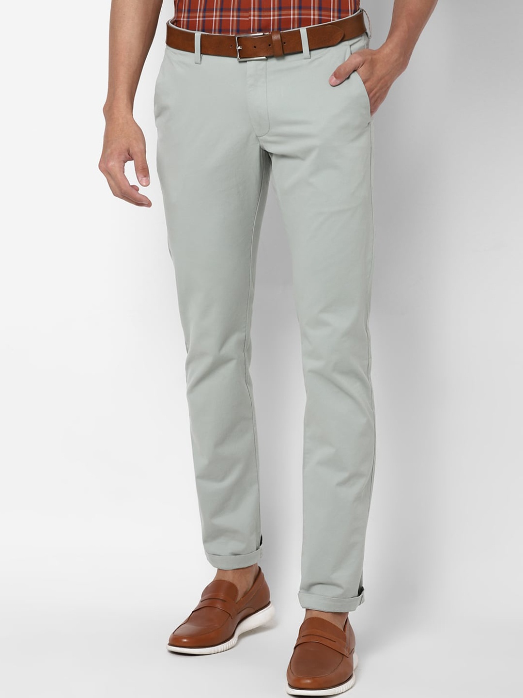 

Allen Solly Men Grey Slim Fit Chino Trousers