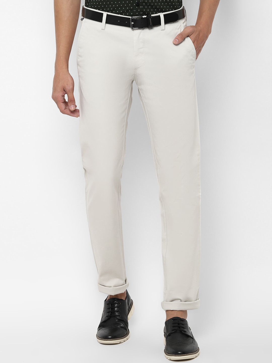 

Allen Solly Men White Solid Slim Fit Chinos