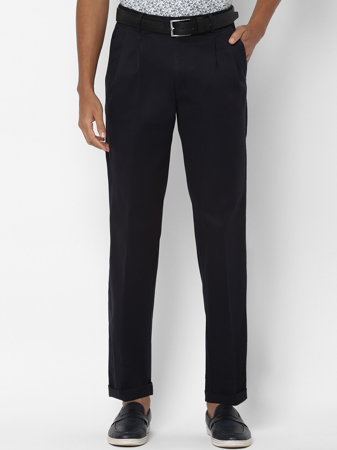 

Allen Solly Men Black Pleated Trousers