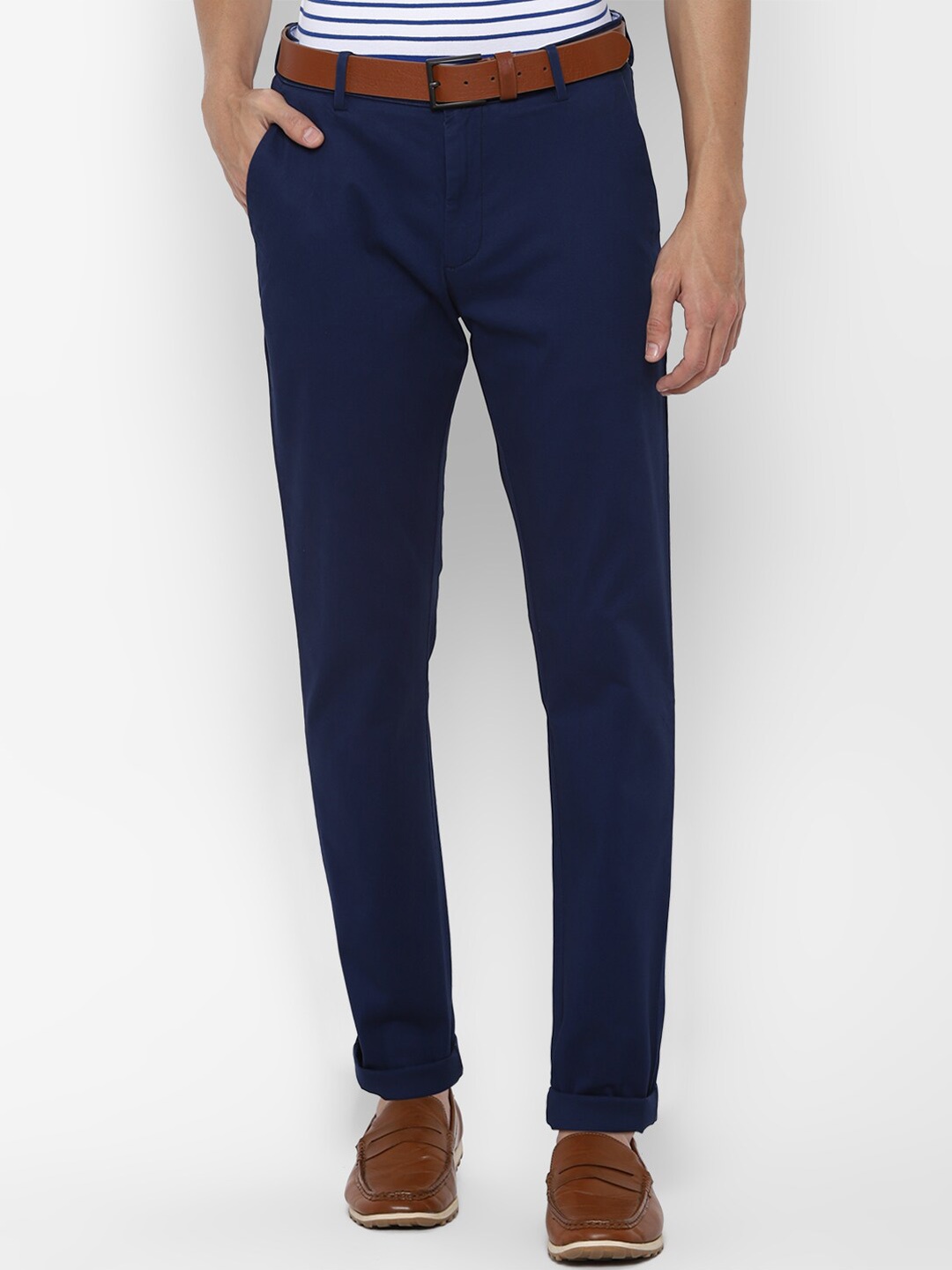 

Allen Solly Men Navy Blue Slim Fit Trousers