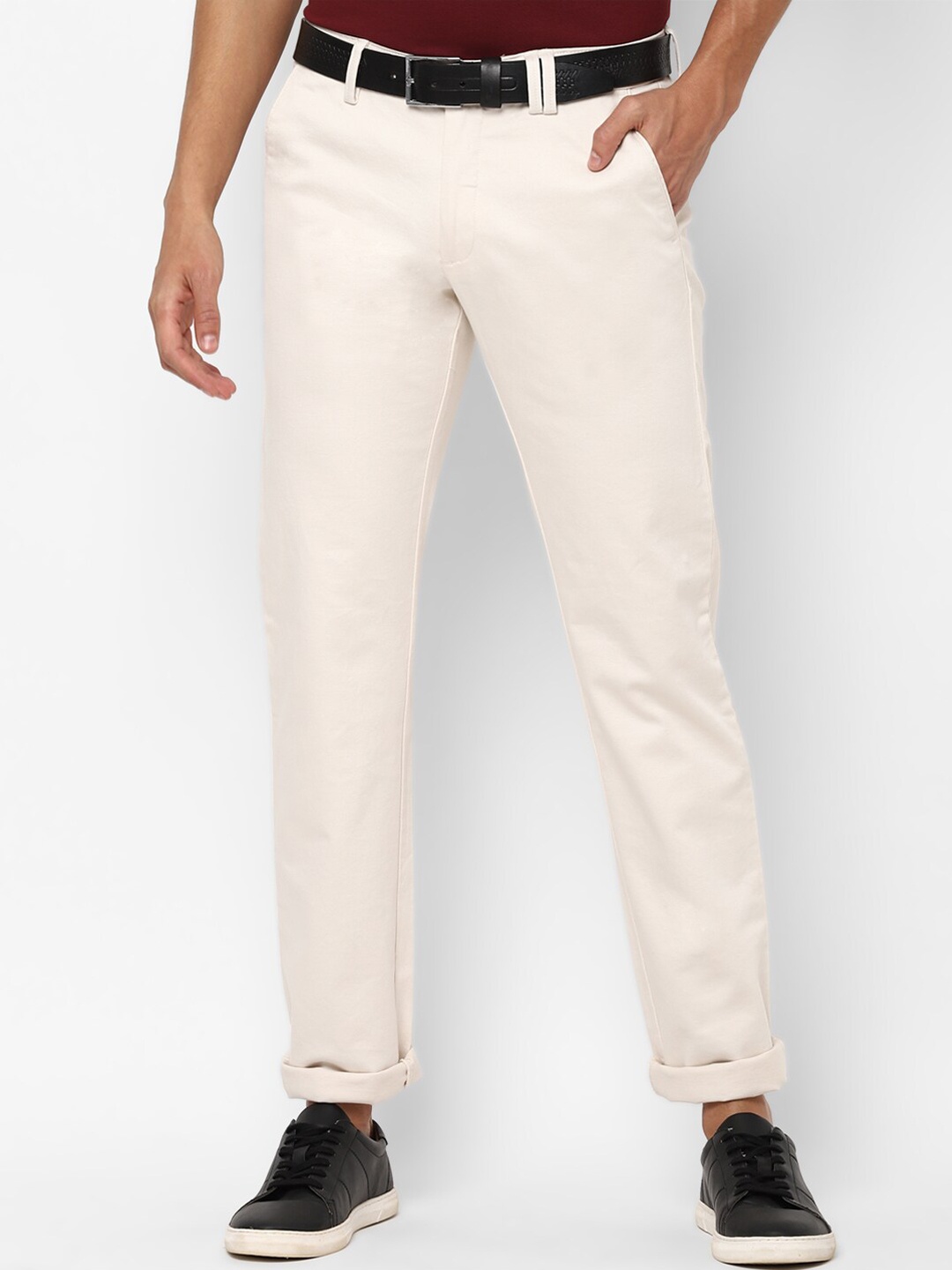 

Allen Solly Men Cream-Coloured Slim Fit Trousers