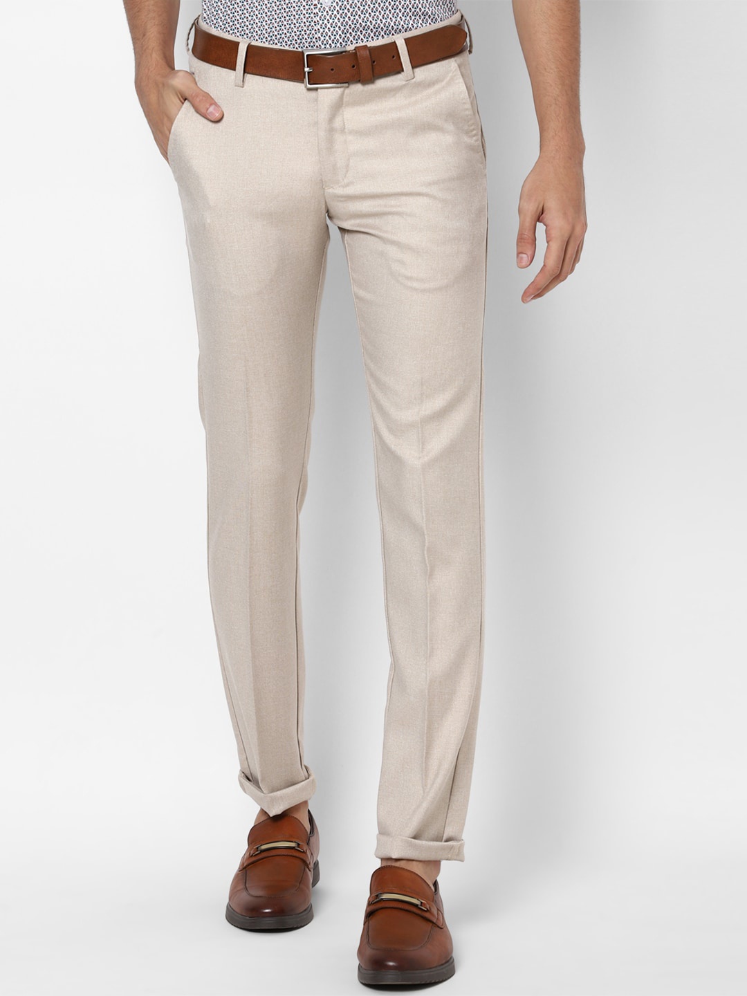 

Allen Solly Men Beige Slim Fit Trousers