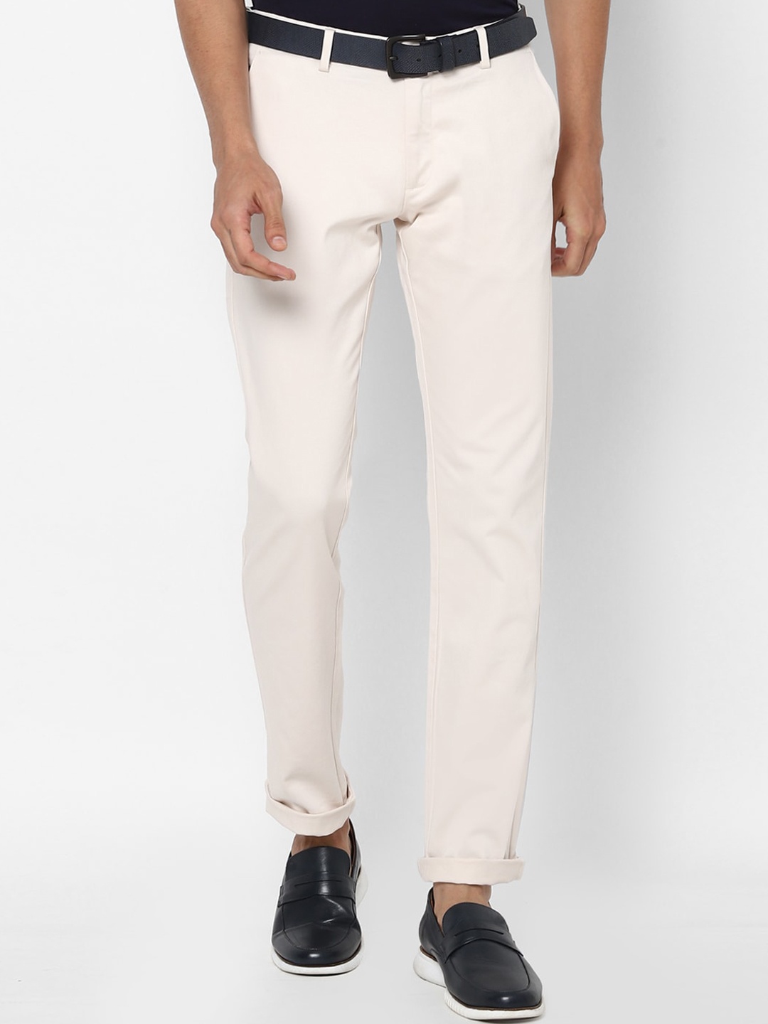 

Allen Solly Men Cream-Coloured Slim Fit Trousers