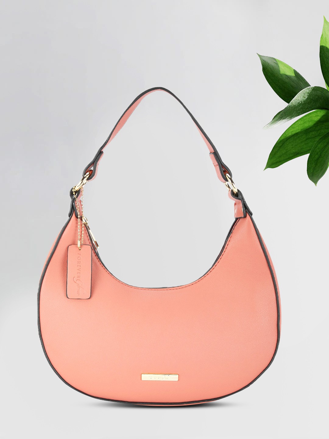 

Forever Glam by Pantaloons Pink PU Half Moon Hobo Bag with Tasselled