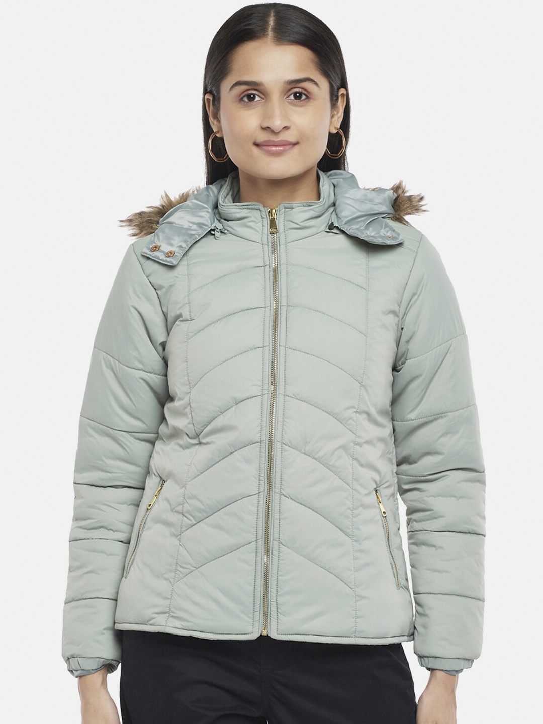 

Honey by Pantaloons Women Green Parka Jacket