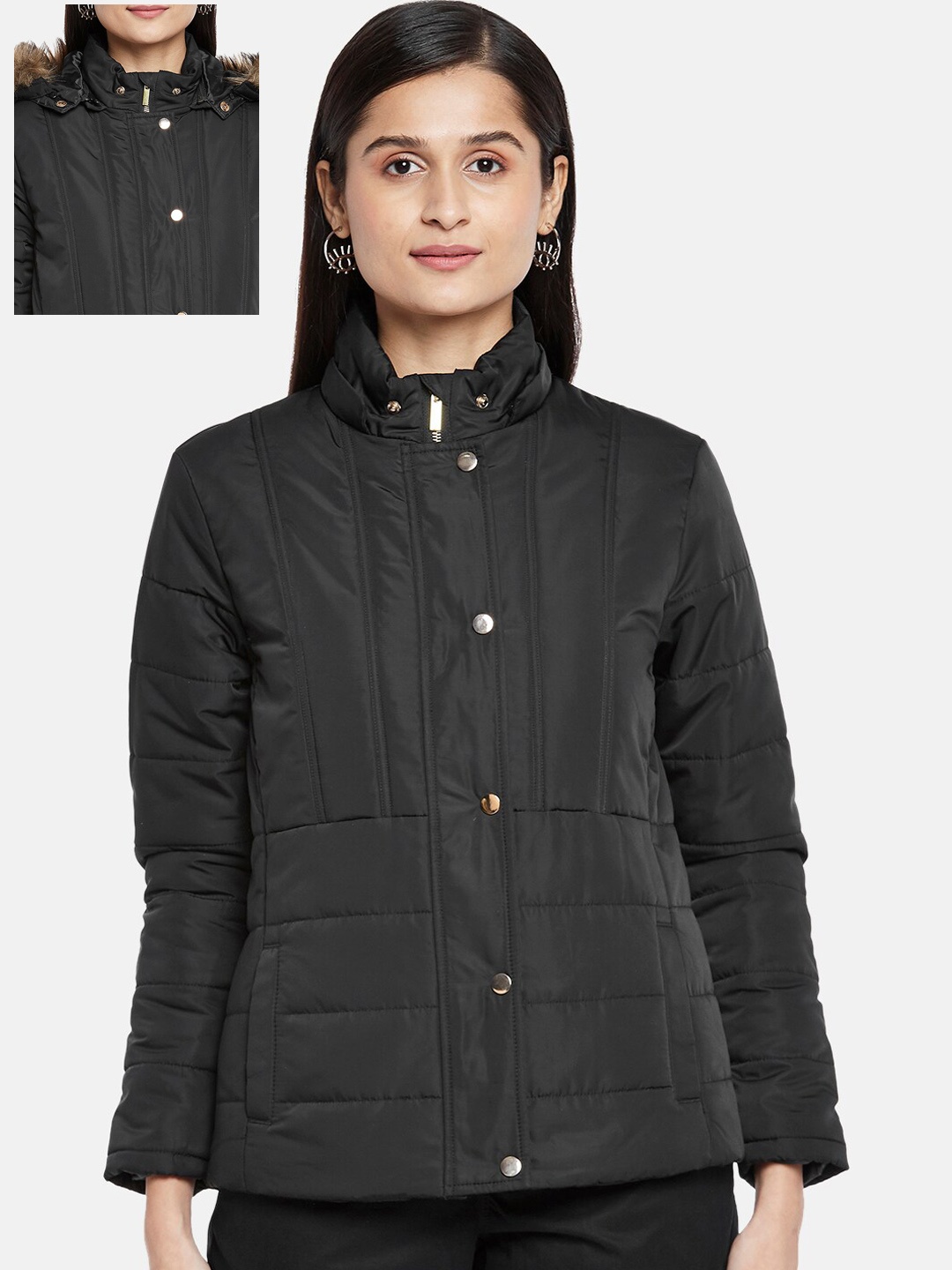 

Honey by Pantaloons Women Black Padded Jacket