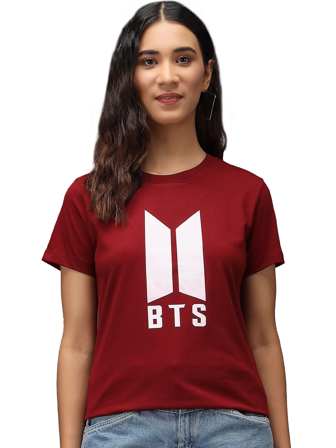 

PockMAN Women Maroon Printed Applique T-shirt