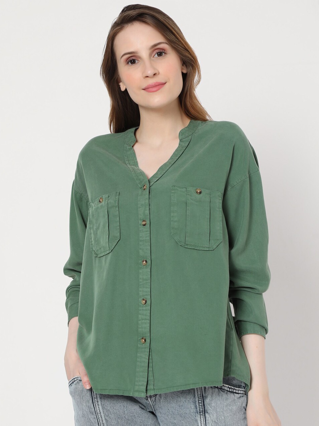 

Vero Moda Women Green Casual Shirt