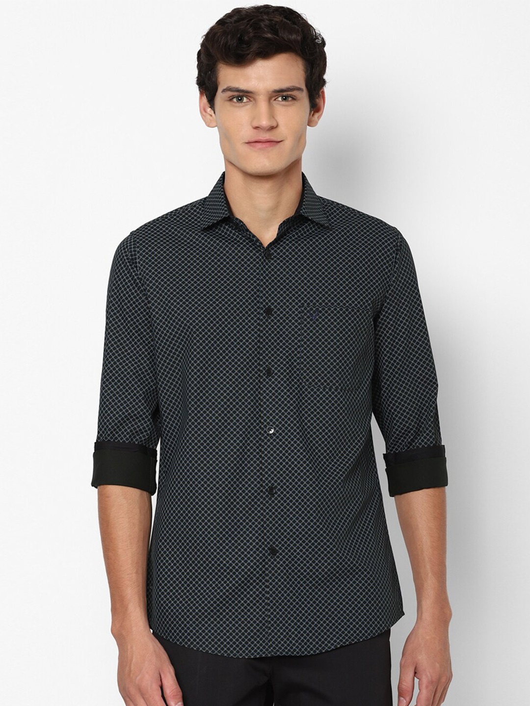 

Allen Solly Men Navy Blue Slim Fit Printed Casual Shirt