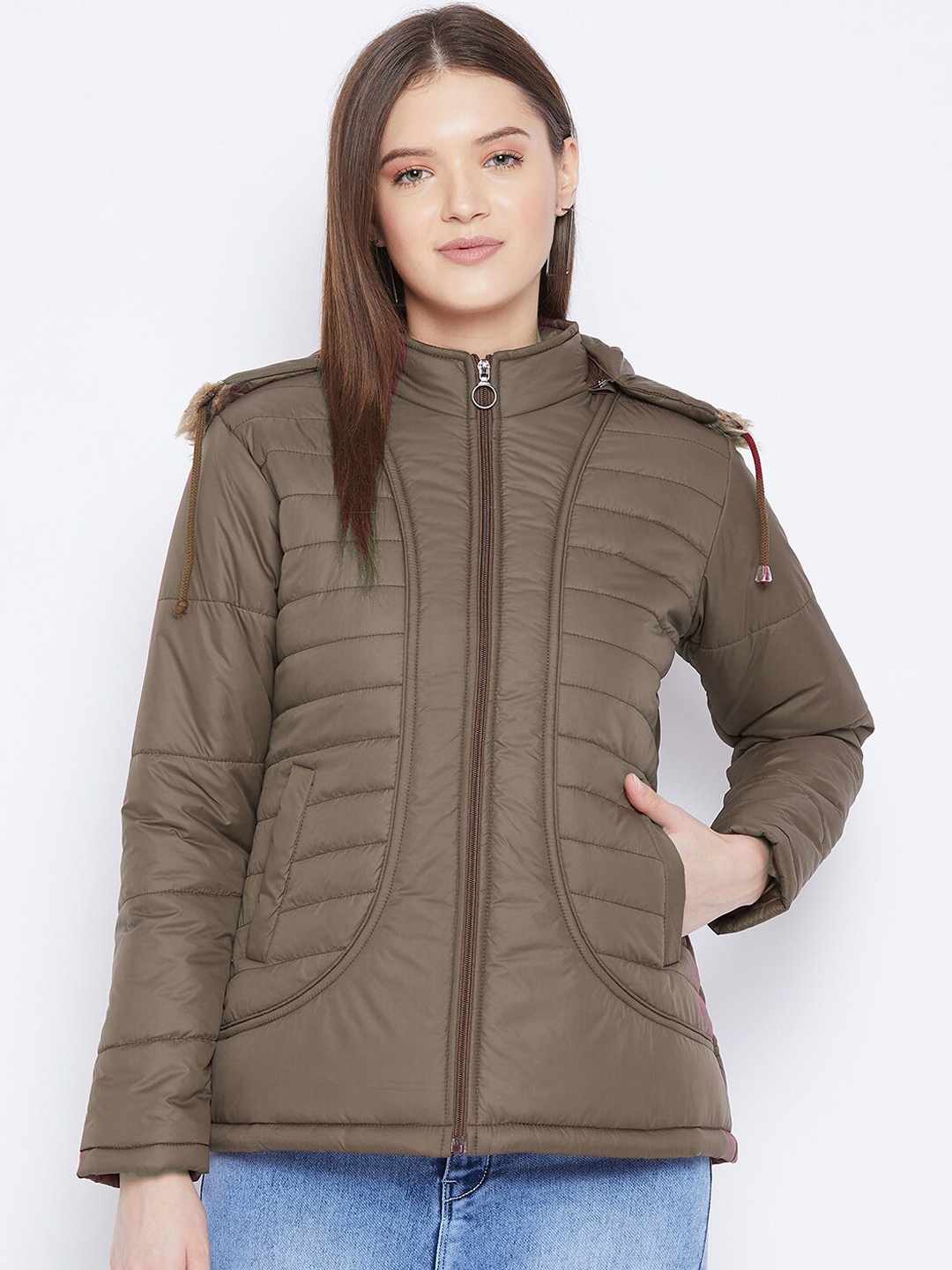 

VERO AMORE Women Olive Green Insulator Parka Jacket