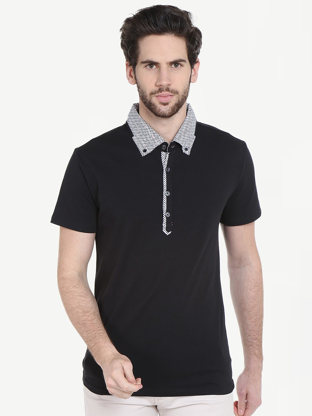 

Dream of Glory Inc Men Black Polo Collar T-shirt