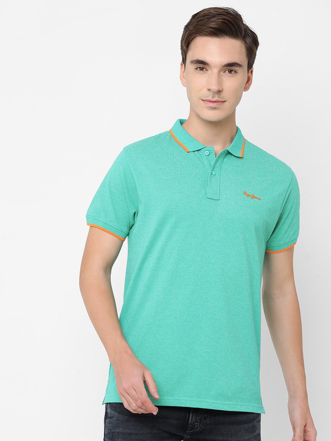 

Pepe Jeans Men Green Polo Collar T-shirt