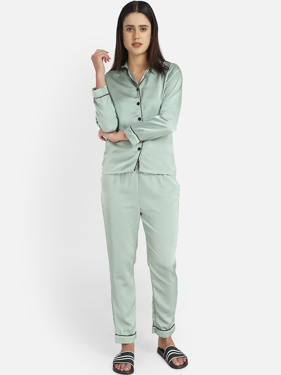 

Fbella Women Sea Green Night suit