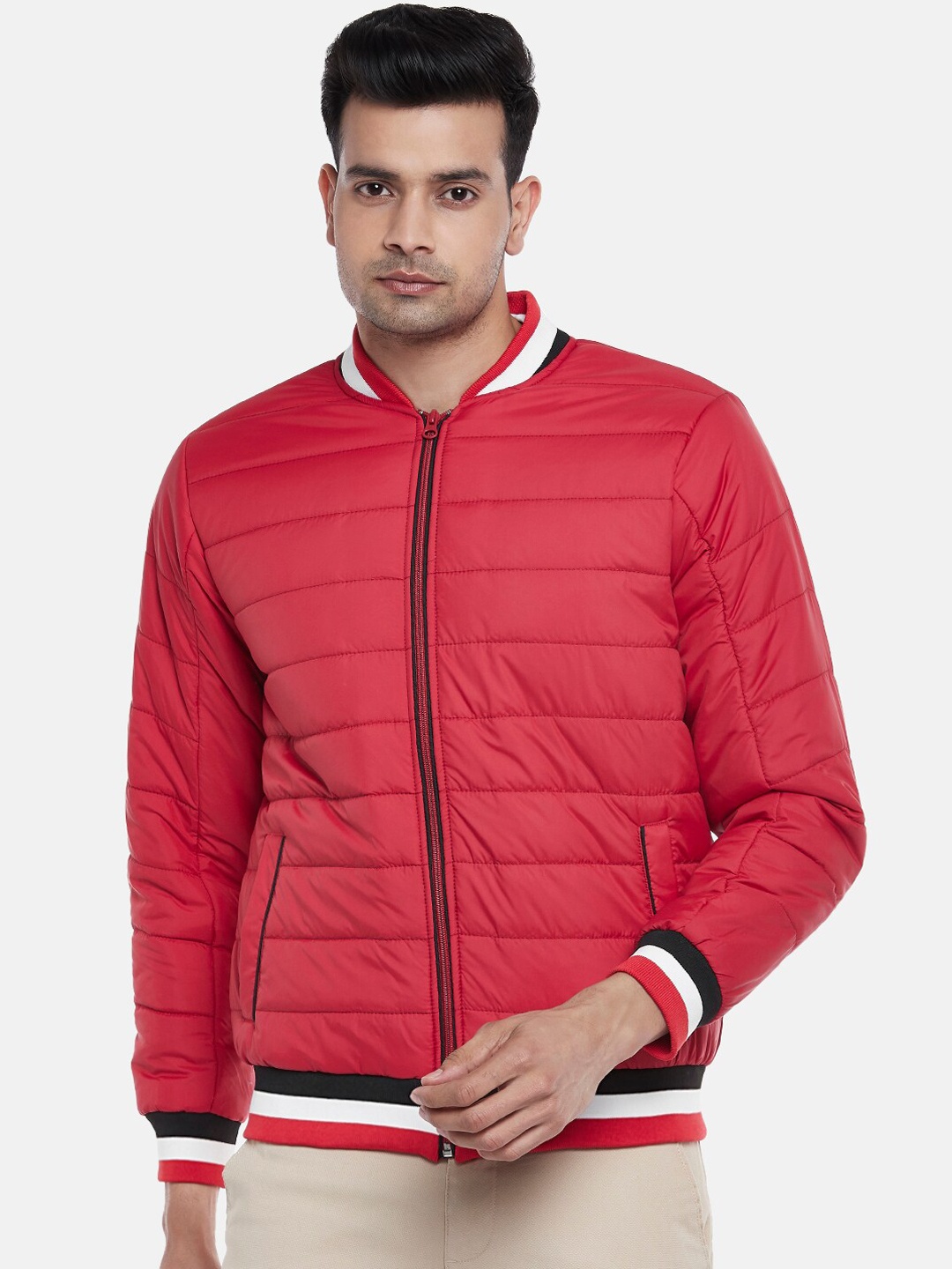 

BYFORD by Pantaloons Men Red Colourblocked Bomber Jacket