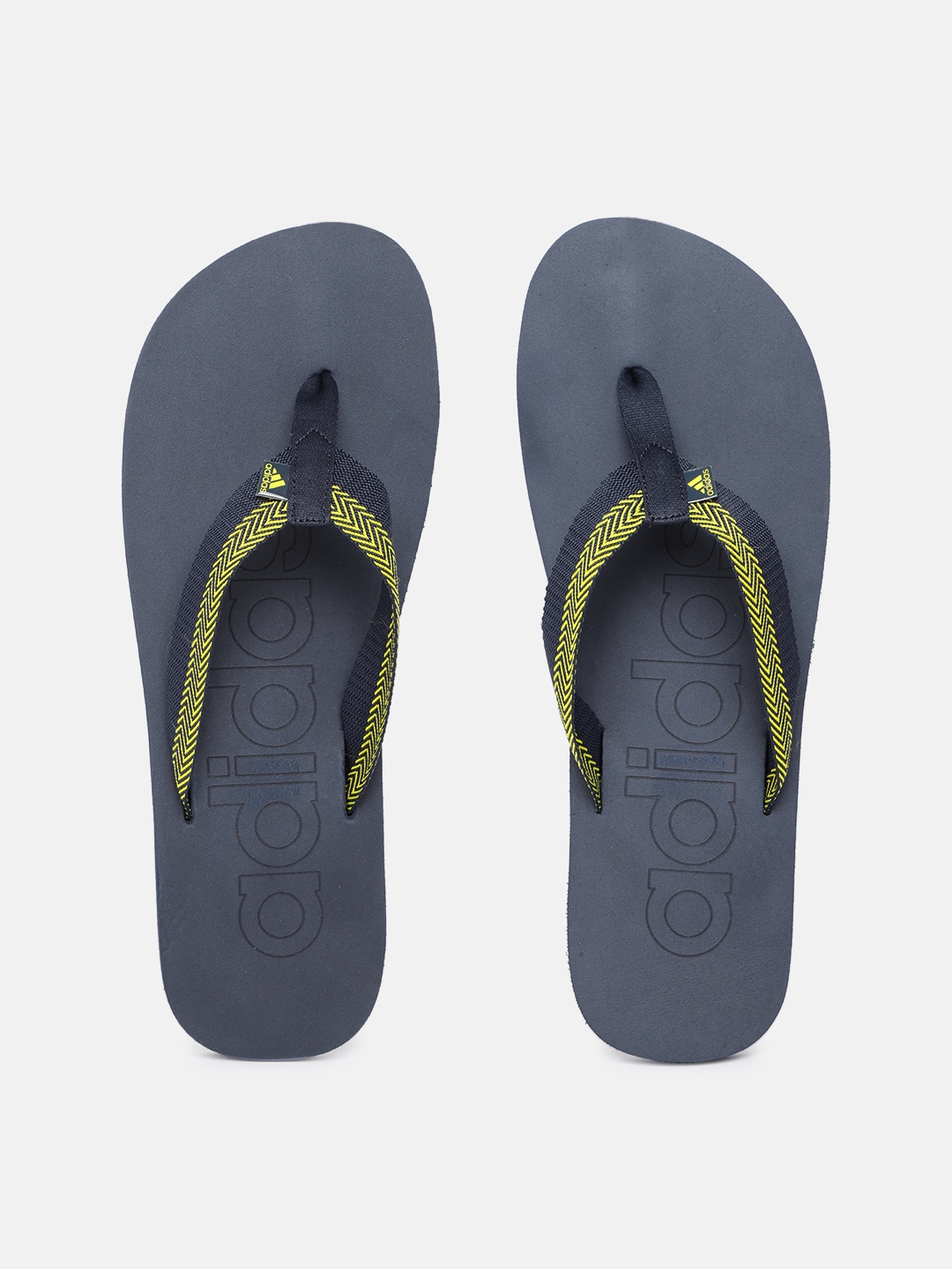 

ADIDAS Men Navy Blue & Yellow Self Design Sliders
