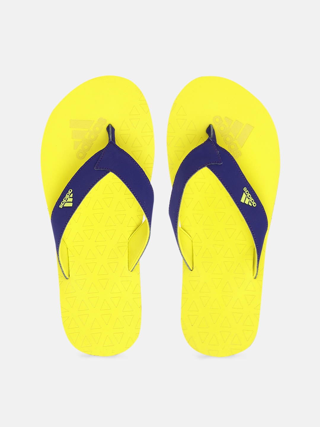 

ADIDAS Men Navy Blue & Yellow Brand Logo Textured Aviate M Thong Flip-Flops