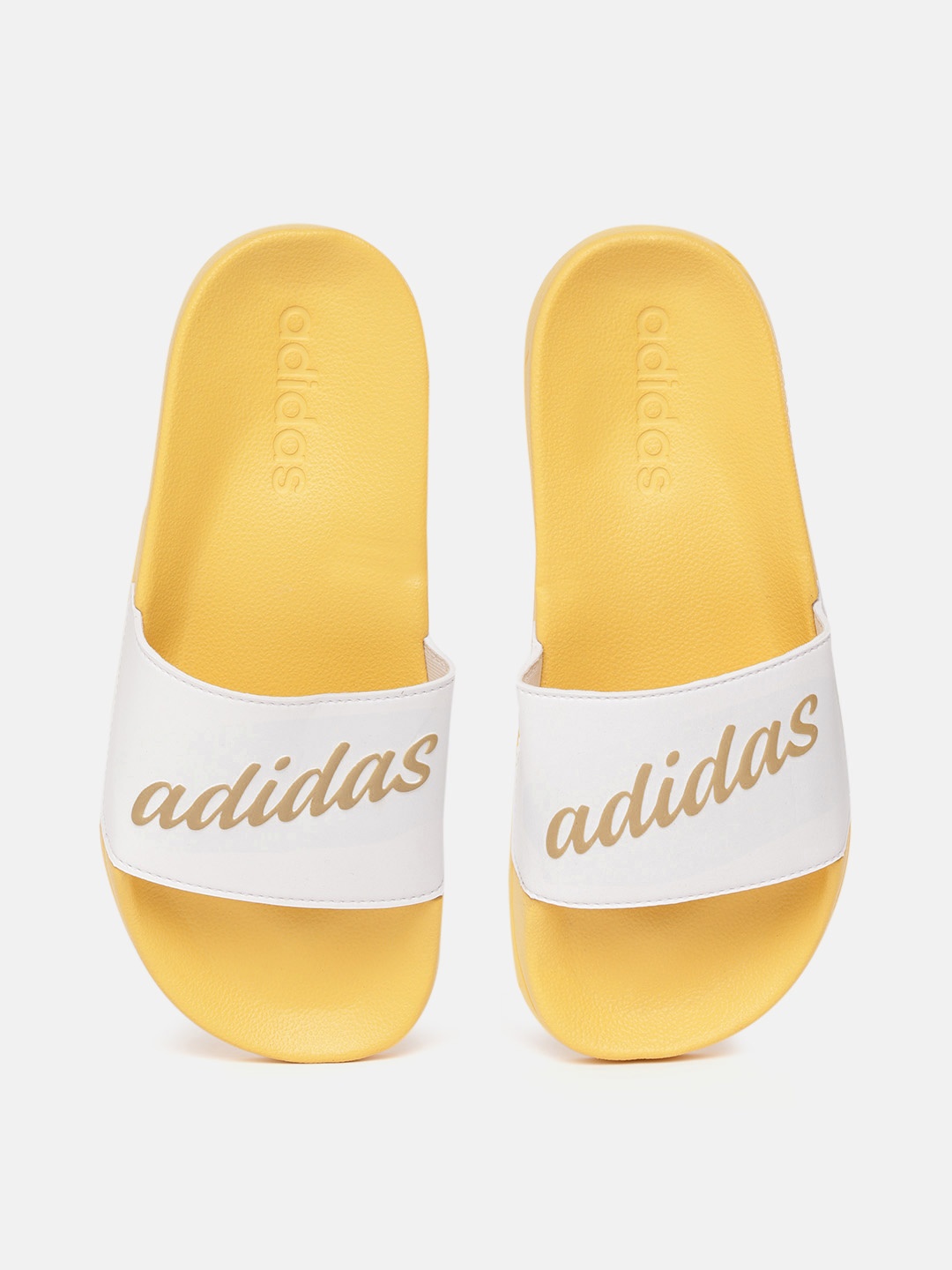 

ADIDAS Women White & Gold-Toned Printed Adilette Shower Sliders