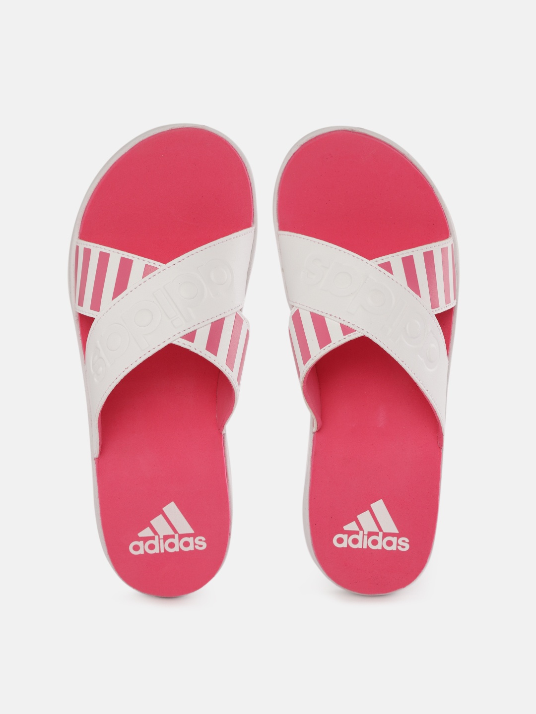 

ADIDAS Women White & Pink Distincto Striped Slip-On