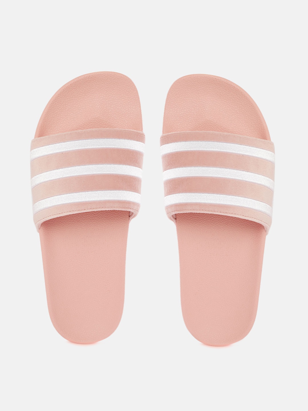 

ADIDAS Originals Women Pink & Silver Striped Adilette Sustainable Sliders