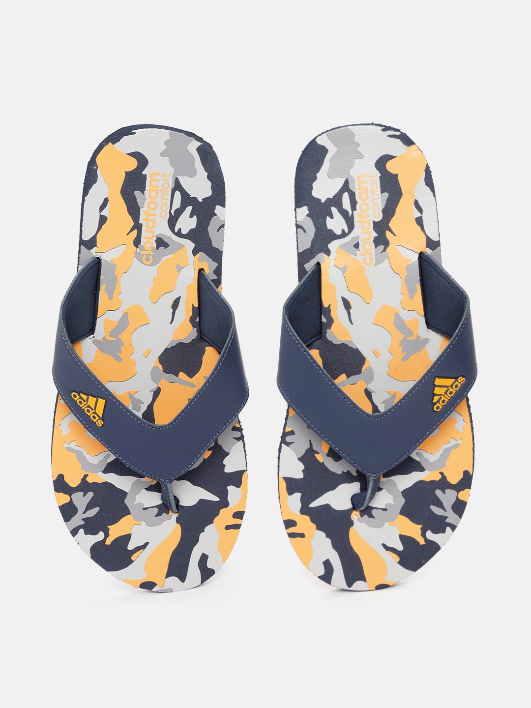 

ADIDAS Men Navy Blue & Grey Camouflage Printed Thong Flip-Flops