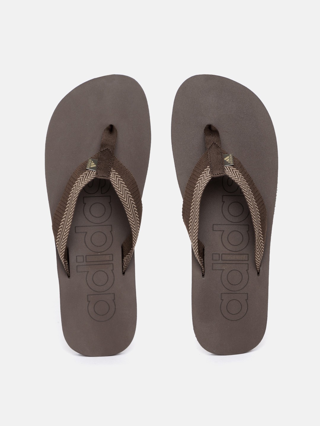 

ADIDAS Men Coffee Brown & Beige Chevron Woven Design Thong Flip-Flops
