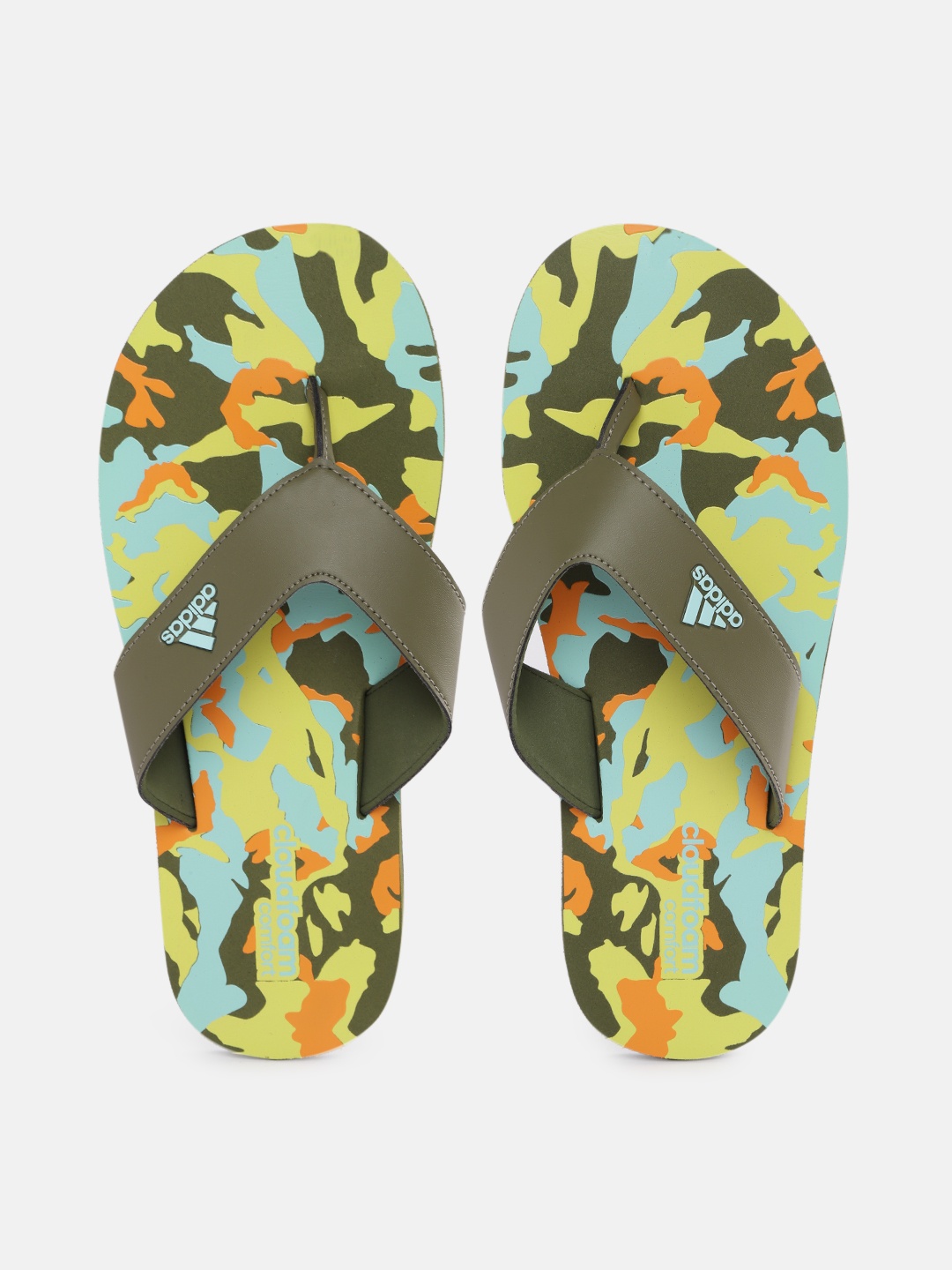 

ADIDAS Men Green & Orange Camouflage Print Thong Flip-Flops