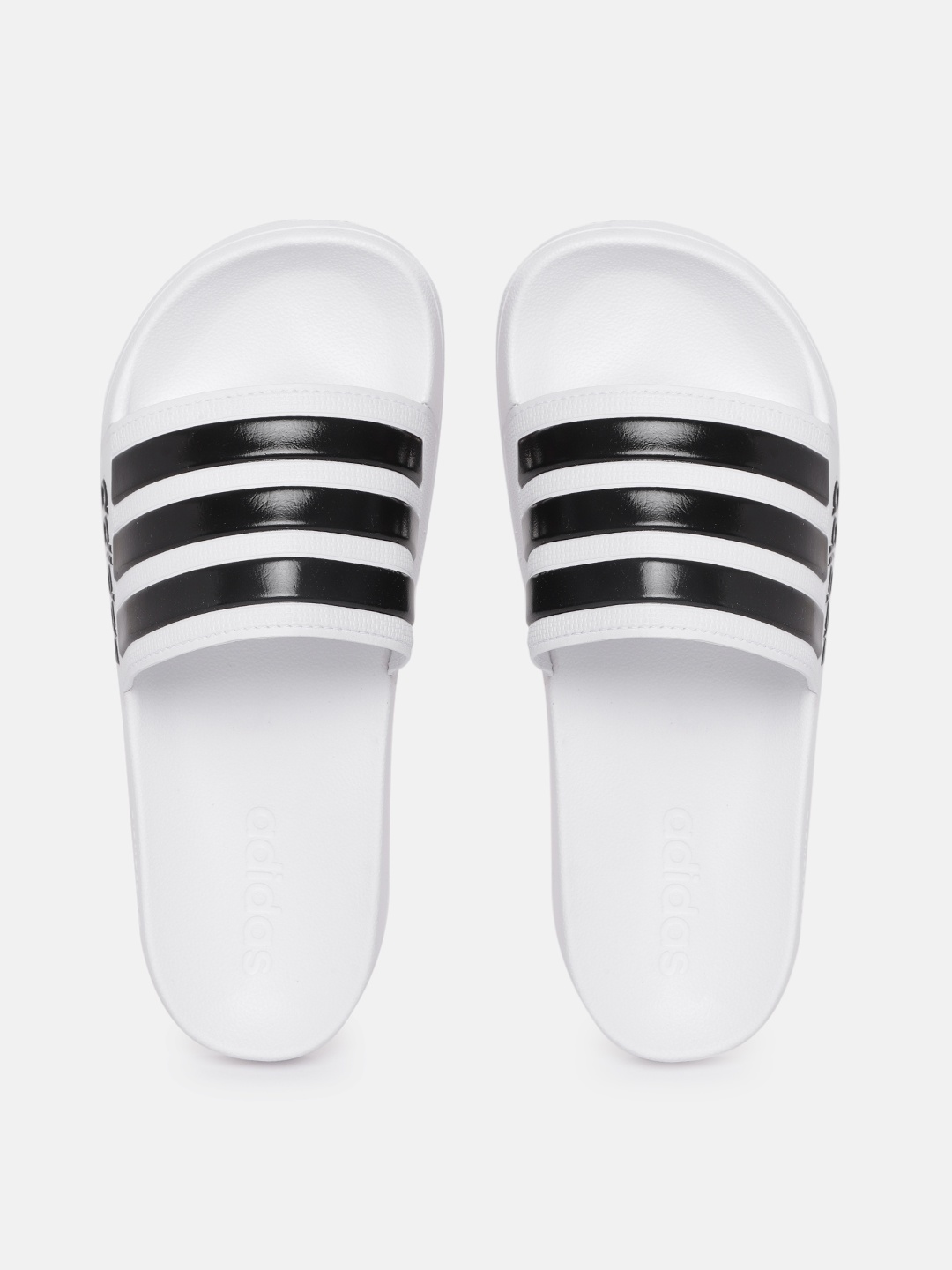 

ADIDAS Unisex Black & White Adilette Shower Striped Sliders