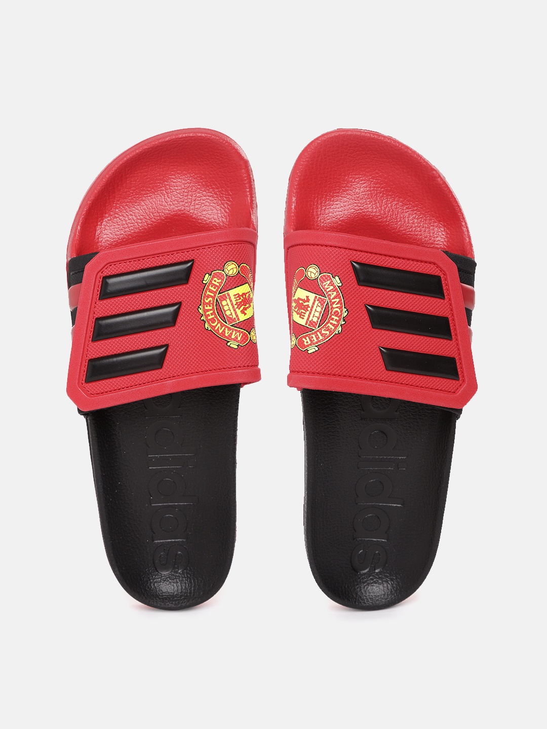 

ADIDAS Unisex Red & Black Manchester United Logo Print Sliders