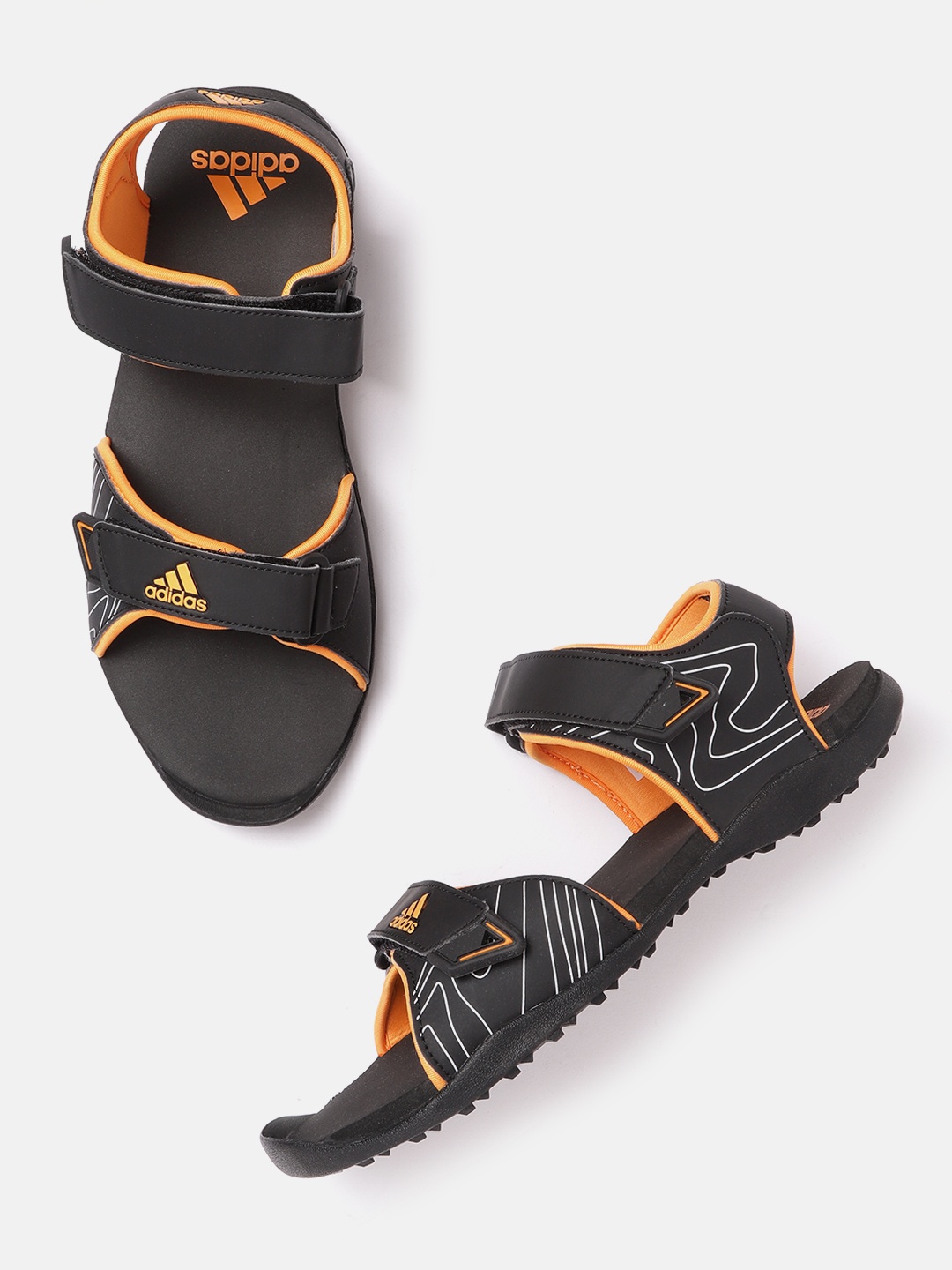

ADIDAS Men Black Brand Logo Detail Fortadi Sports Sandals