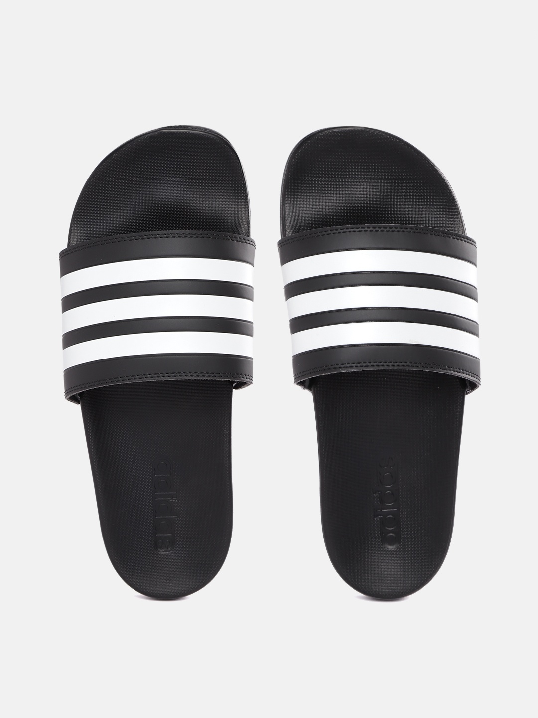 

ADIDAS Unisex Black & White Striped Adilette Comfort Sliders