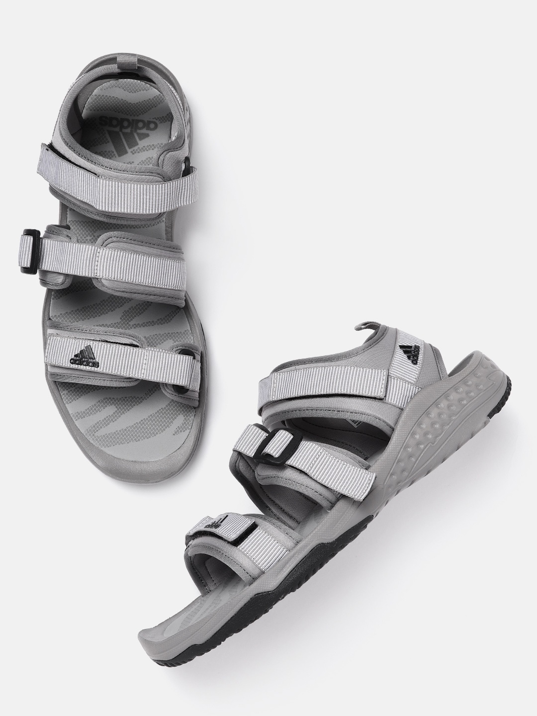 

ADIDAS Men Grey Self Striped Hopkar Sports Sandals