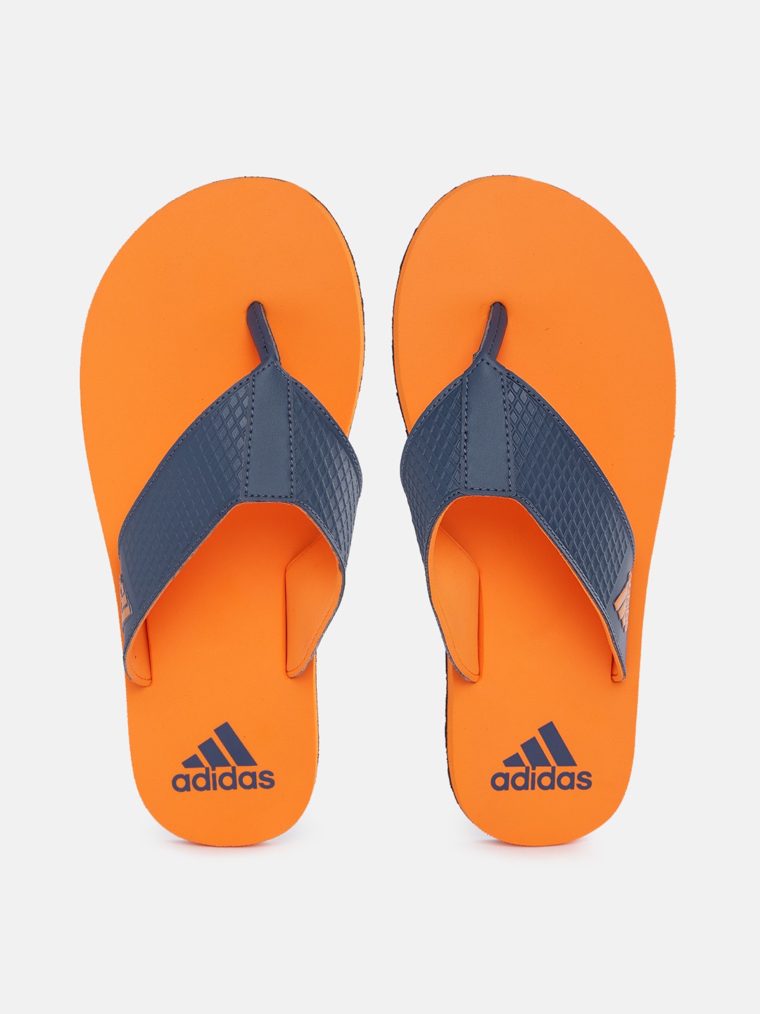 

ADIDAS Men Navy Blue & Orange Brand Logo Print Thong Flip-Flops