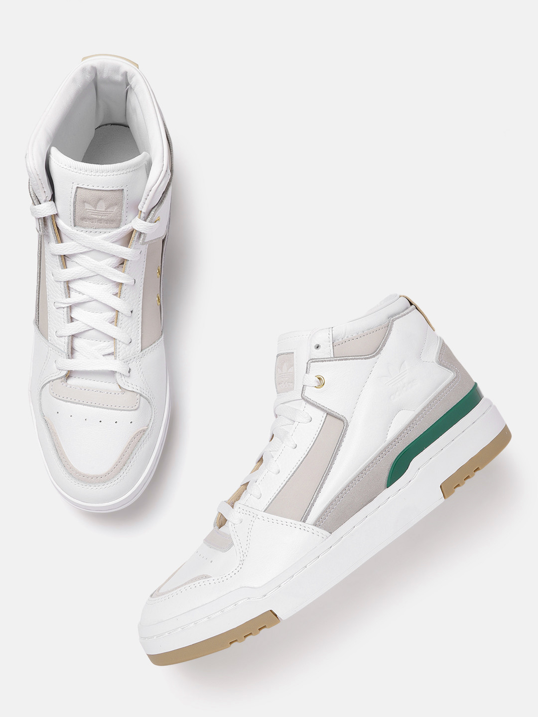 

ADIDAS Originals Men White & Grey Colorblocked Forum Luxe Mid Sneakers