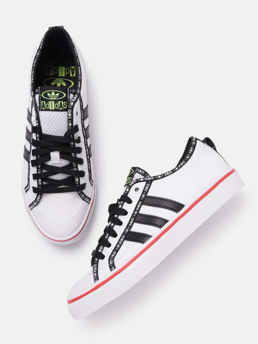 

ADIDAS Originals Men White & Black Solid Nizza Sneakers