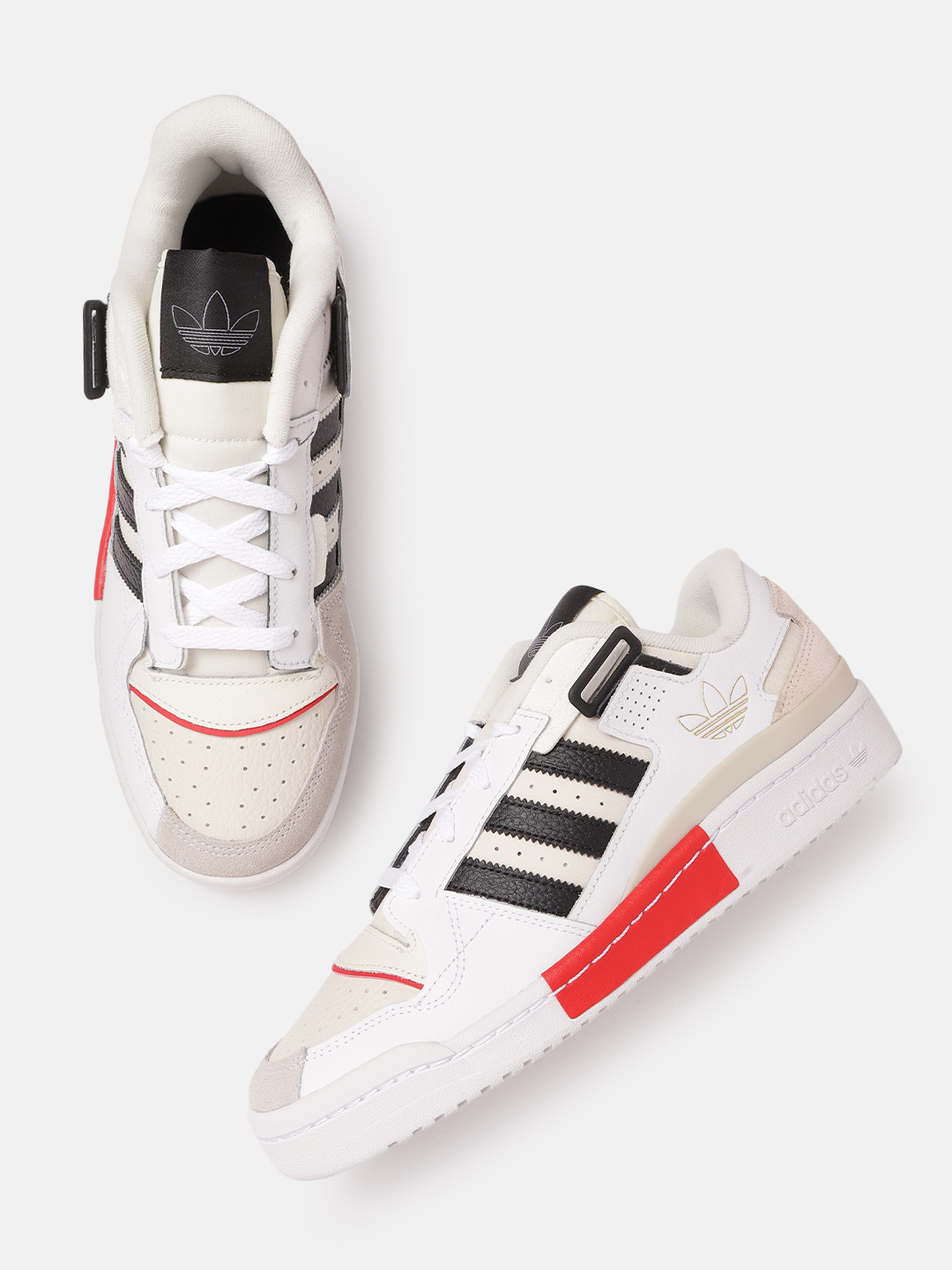 

ADIDAS Originals Men Beige Perforated Forum Exhibit Low Leather Sneakers Excluding Trims