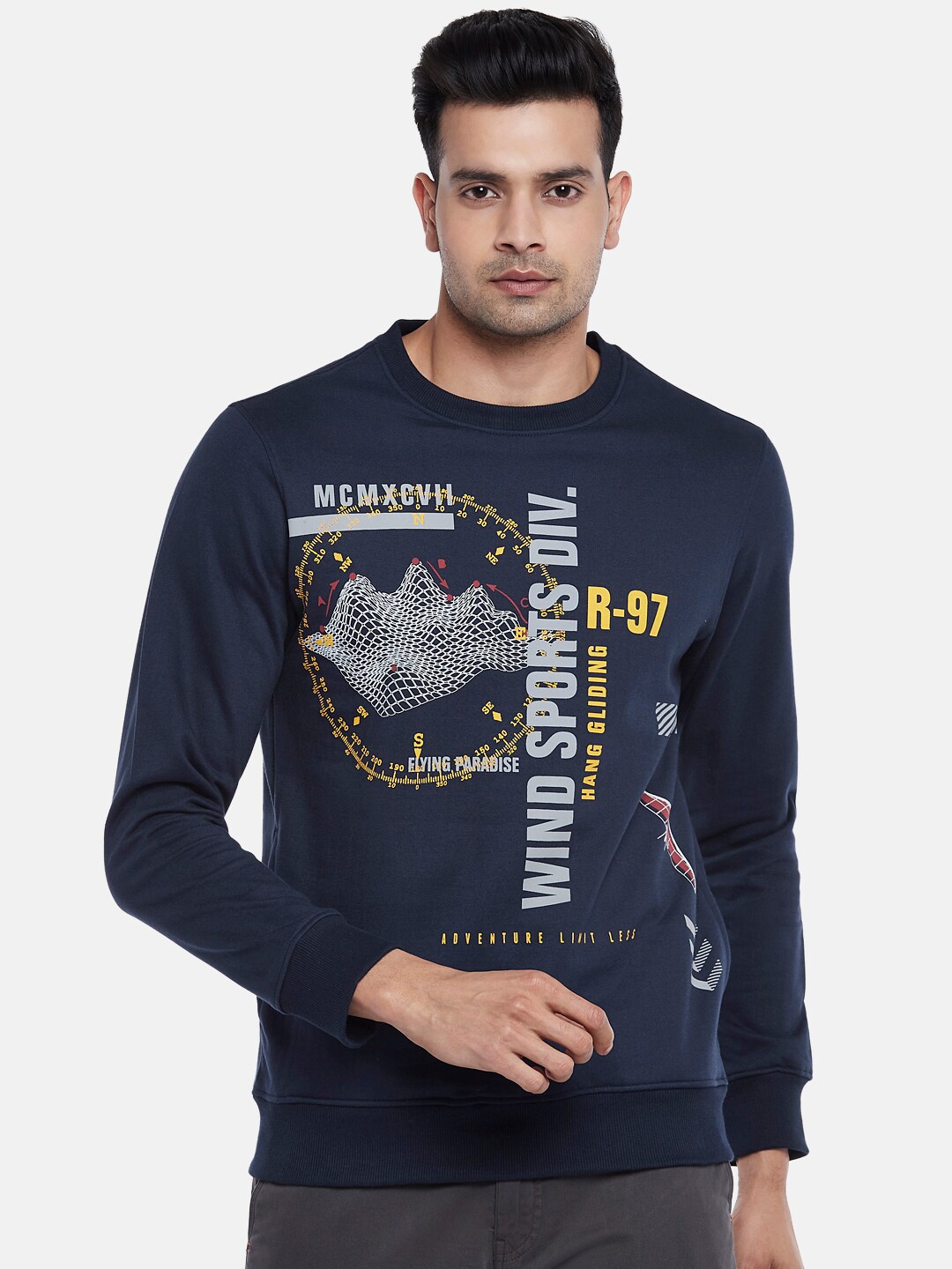 

Urban Ranger by pantaloons Men Navy Blue Printed Sweatshirt