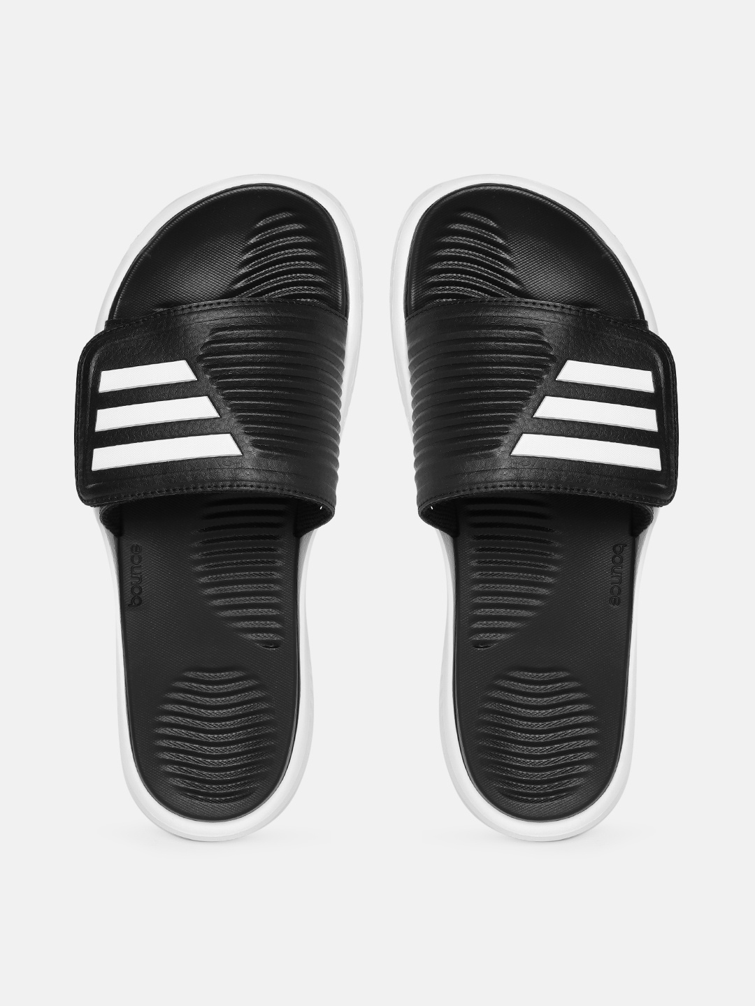 

ADIDAS Unisex Black & White Striped Sliders