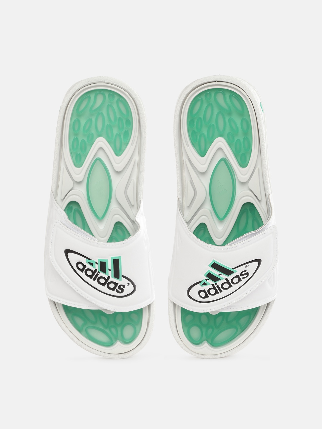 

ADIDAS Originals Unisex White & Black Brand Logo Printed Reptossage Sliders