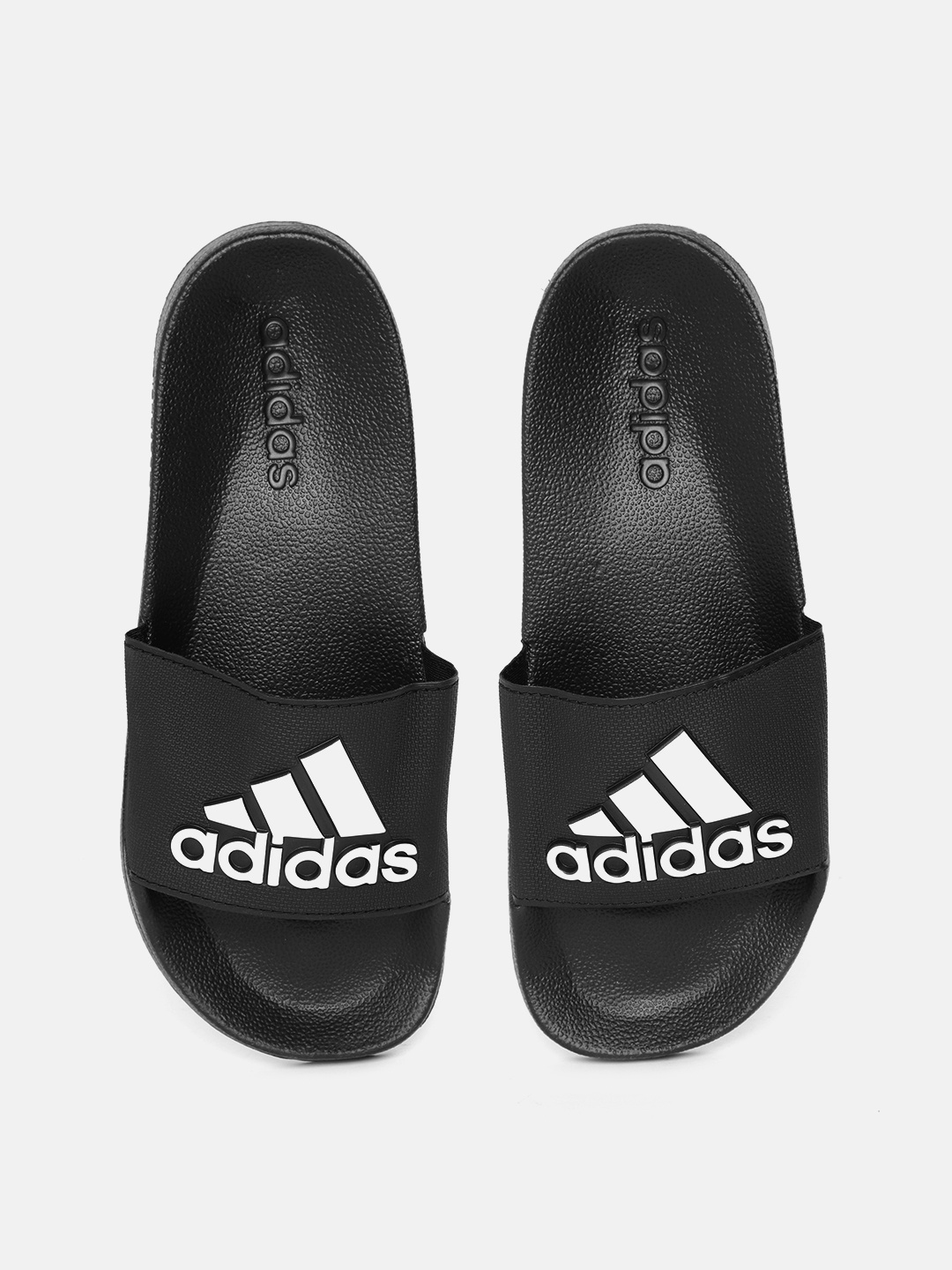 

ADIDAS Unisex Black & White Brand Logo Print Adilette Shower Sliders