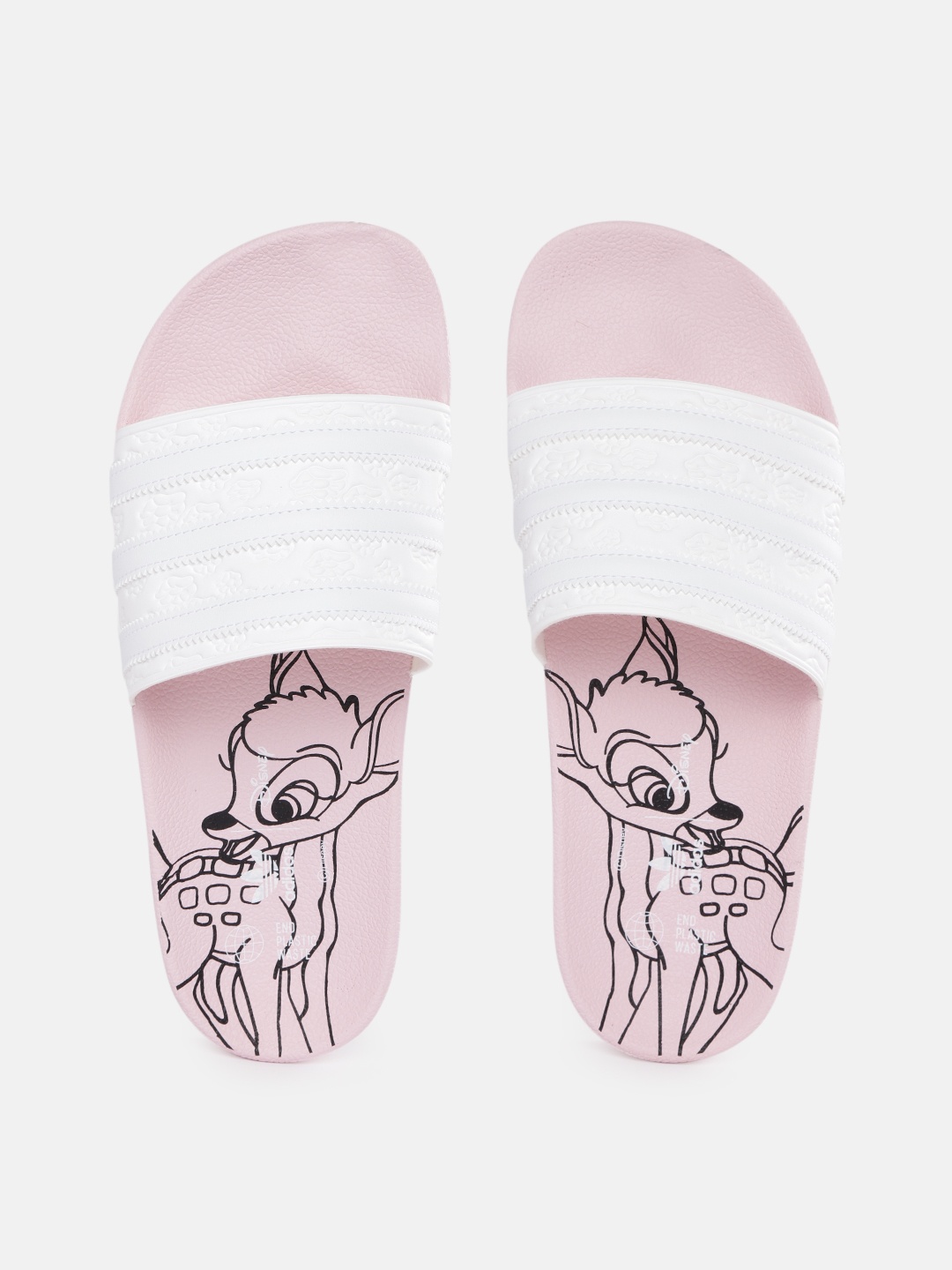 

ADIDAS Originals Women White & Pink Printed & Striped Adilette Sliders