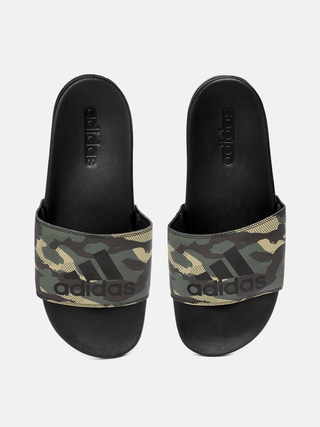 

ADIDAS Unisex Green & Black Brand Logo Print Adilette Comfort Sliders