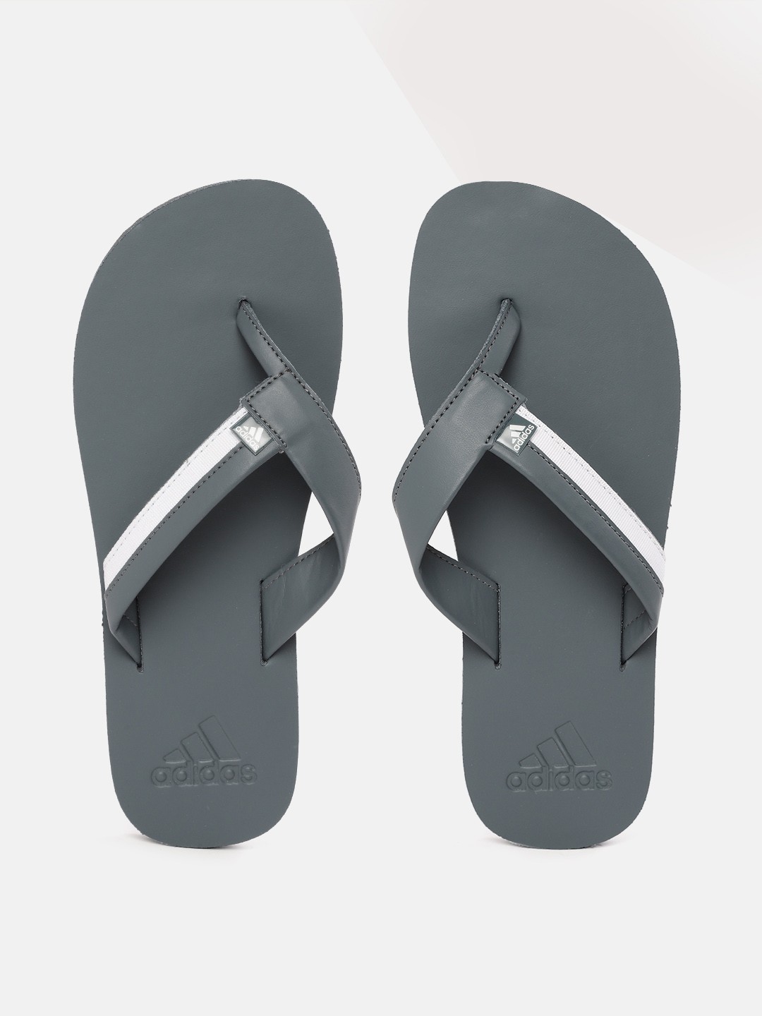 

ADIDAS Men Grey & White Striped Sliders