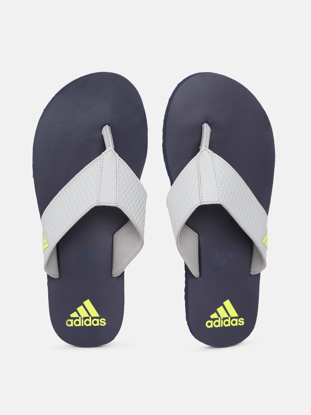 

ADIDAS Men Grey & Navy Blue Self Checked Thong Flip-Flops