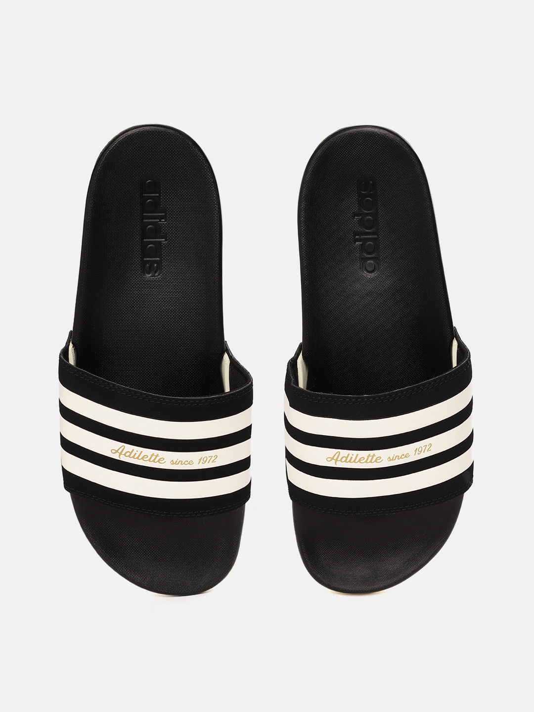 

ADIDAS Unisex Black & White Striped Adilette Comfort Sliders
