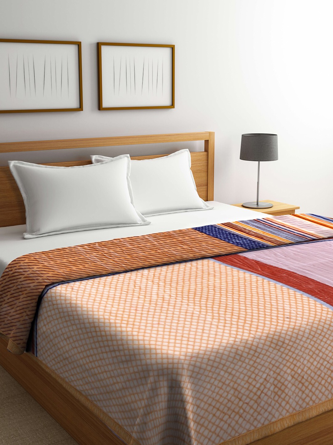 

KLOTTHE Yellow & Orange Geometric Heavy Winter 850 GSM Double Bed Blanket