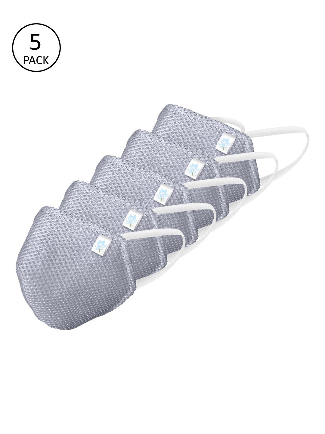 

Ahalyaa Pack Of 5 Grey Solid 4-Ply Reusable Cotton Outdoor Masks