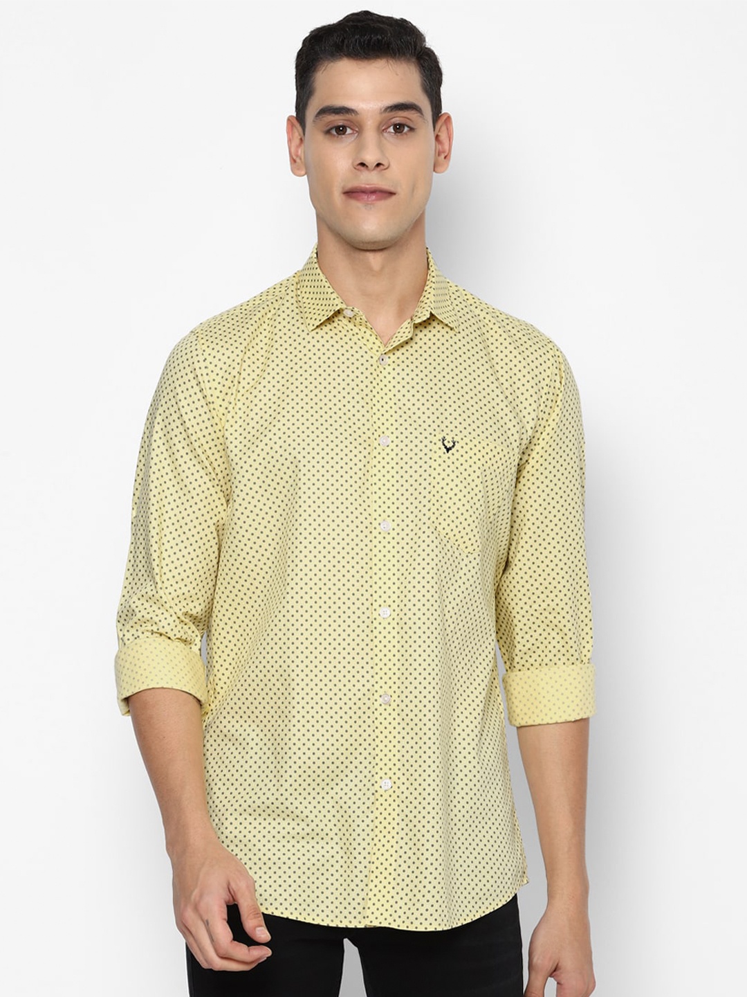 

Allen Solly Men Yellow Slim Fit Printed Pure Cotton Casual Shirt