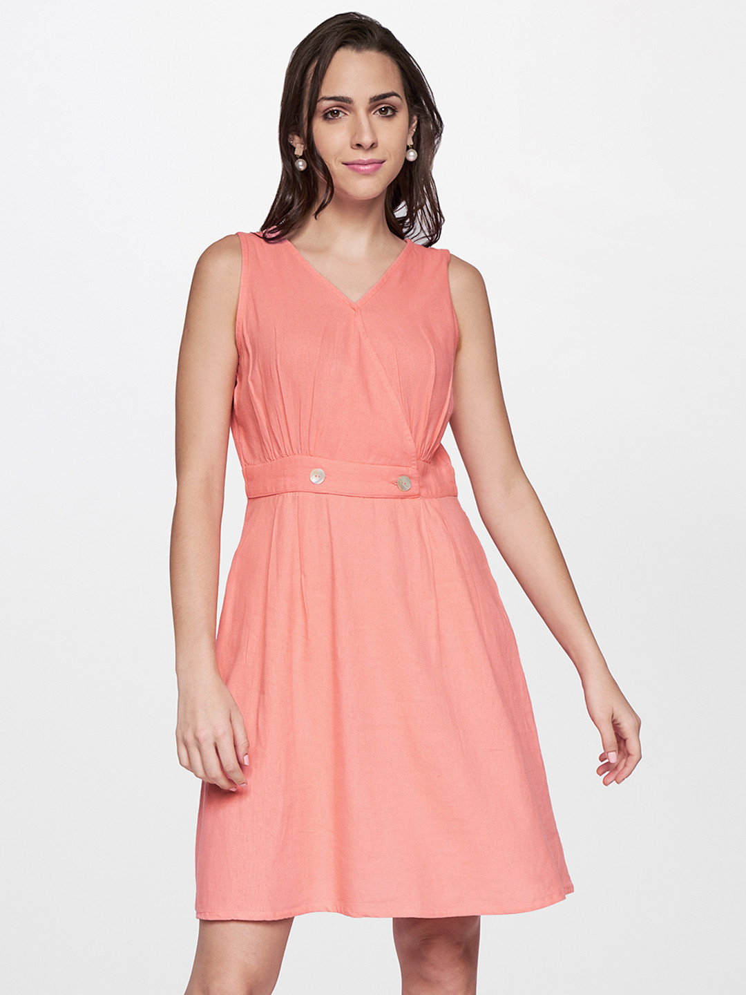 

AND Solid Wrap Dress, Coral